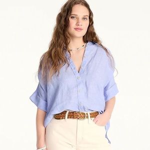 jcrew relaxed fit short sleeve baird mcnutt irish linen shirt- NWT french blue M